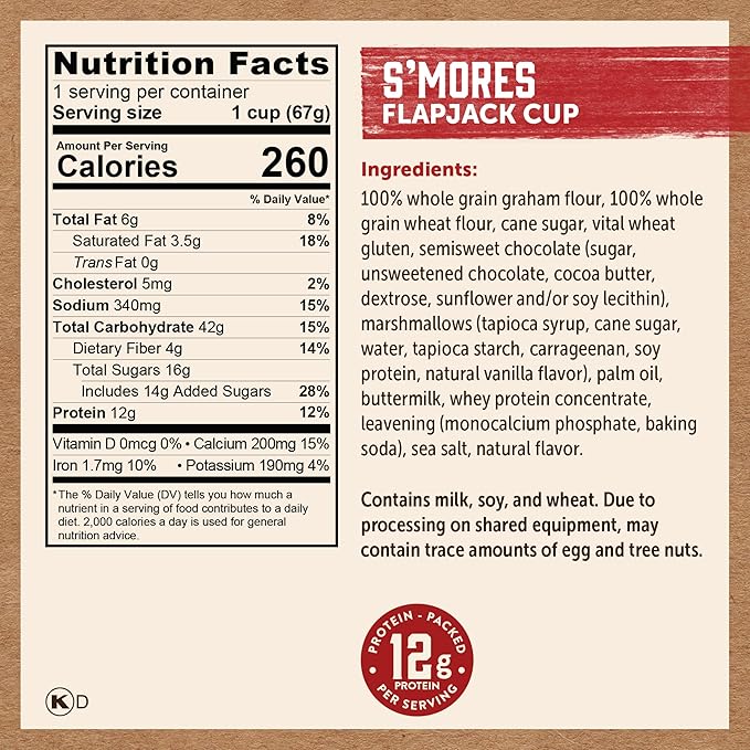 Kodiak Cakes Pancake On the Go, S'mores, 2.36 oz (Pack of 12)