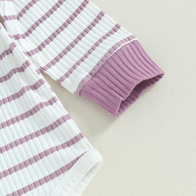 Newborn Baby Boy Girl Clothes Ribbed Knitted Long Sleeve Romper Pants Solid Cotton Infant Fall Winter Outfits 2Pcs