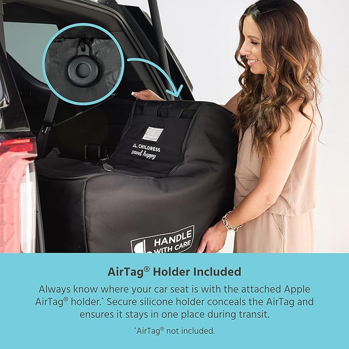 J.L. Childress Padded Infant Car Seat Bag - Travel Bag for Airplane, Fits Most Baby & Infant Car Seats, Compatible with UPPAbaby, Nuna, & Chicco, Airport Accessories, AirTag Compatible- Premier, Black