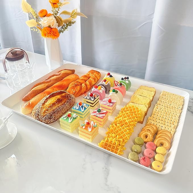 Serving Tray Platter, 26'' x 18'' x 1.6'', 2 Pcs Food Tray for Veggie Fruit Snack Dessert Cookie Cheese, Food Trays for Party Supplies Display, Large Platters for Serving Food, BPA Free