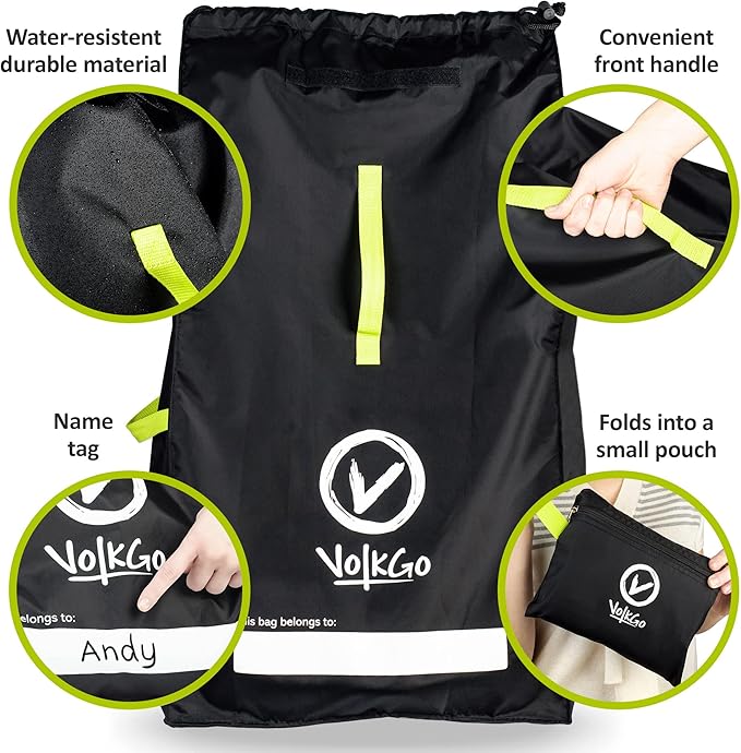 V VOLKGO Car Seat Travel Bag For Airplane with Padded Backpack Shoulder Straps, Gate Check Bag, Car Seat Bags for Air Travel Carseat Travel Cover, Carseat Travel Bag Cover for Airplane Travel