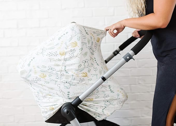Baby Car Seat Cover Canopy and Nursing Cover Multi-Use Stretchy 5 in 1 Gift Aussie by Copper Pearl