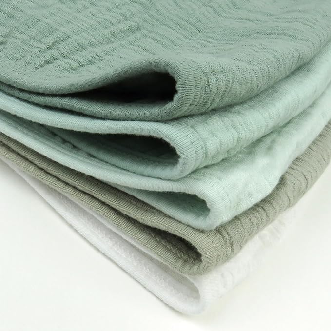 HonestBaby Multipack Woven Burp Cloths Soft Absorbent Multi-layered 100% Organic Cotton Infant Baby Boys, Girls, Unisex, Sage Ombre, One Size