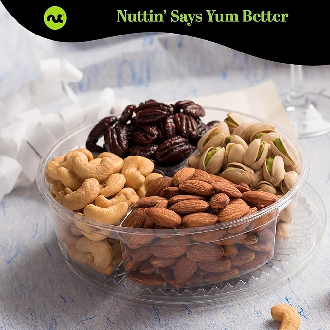 NUT CRAVINGS - Mixed Nuts Gift Basket in Red Gold Box (4 Assortments) Food Arrangement, Healthy Snack Care Package, Food Assortments