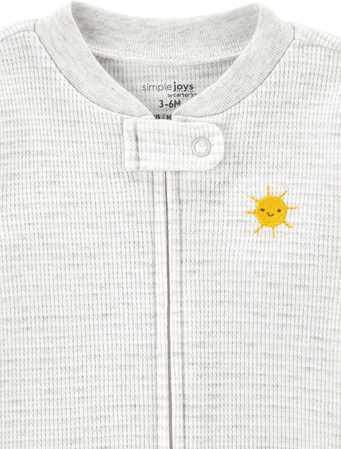 Simple Joys by Carter's unisex-baby 2-way Zip Thermal Footed Sleep and Play, Pack of 2