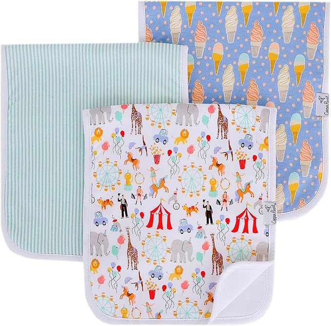 Copper Pearl Premium Baby Burp Cloths - 3-Pack Large Cotton Burp Cloths, Extra Soft Spit Up Rags with 3 Absorbent Layers, Perfect for Baby Boy and Baby Girl Gifts (21" x 10" Size, Bailey Set)