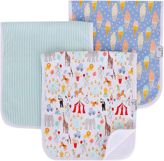 Copper Pearl Premium Baby Burp Cloths - 3-Pack Large Cotton Burp Cloths, Extra Soft Spit Up Rags with 3 Absorbent Layers, Perfect for Baby Boy and Baby Girl Gifts (21" x 10" Size, Bailey Set)