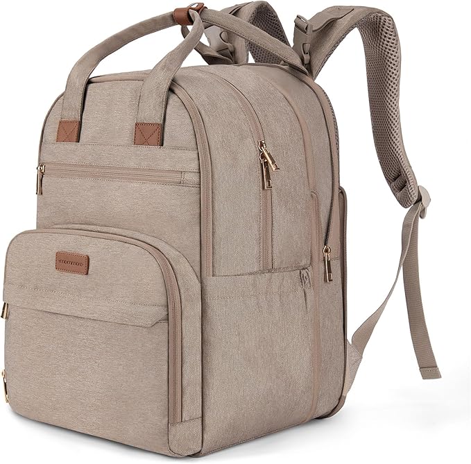 mommore Diaper Bag Expandable Large Baby Bag for 2 Kids/Twins with Wet&Dry Pocket, Travel Diaper Backpack for Mom Dad, Changing Pad, Luggage Strap