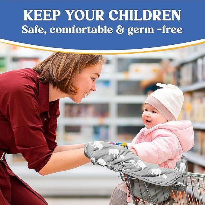 PILLANI Shopping Cart Cover for Baby, High Chair Cover for Restaurant Seat - Grocery Cart Cover for Baby Girl and Boy, Comfortable Cotton Buggy Covers for Babies - Padded Toddler Shopping Cart Cover