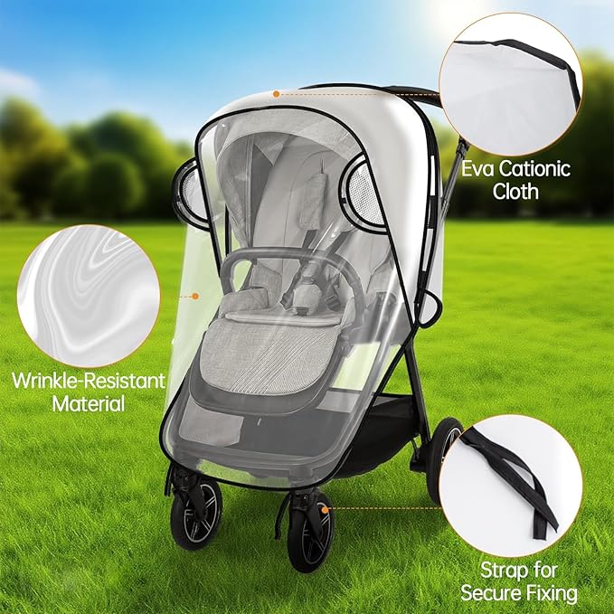 Rain Cover Compatible with Nuna Stroller - Waterproof Stroller Rain Cover, Windproof Travel Weather Shield, Durable Protect from Dust and Snow with Breathable, Travel Strollers Accessories