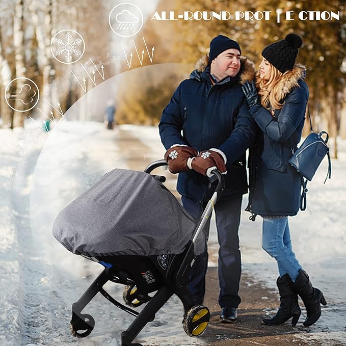 Car Seat Rain Cover,Universal Baby Stroller Accessory for Infant Car Seat Stroller,Waterproof, Windproof Protection,Protect from Dust Snow(Grey)