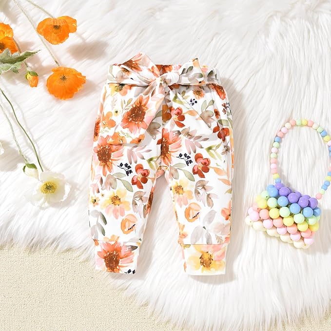 Aalizzwell Preemie Newborn Infant Baby Girls Clothes Ribbed Romper Bodysuit Pants Set Fall Winter Outfits