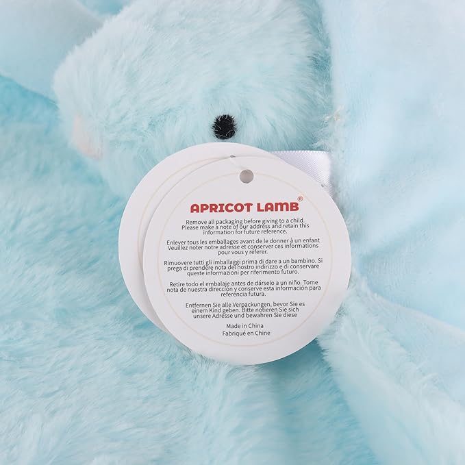 Apricot Lamb Stuffed Animals Light Blue Bunny Rabbit Security Blanket Infant Nursery Character Blanket Luxury Snuggler Plush Baby Lovey(Light Blue Bunny, 13 Inches)