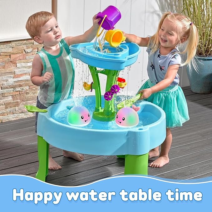 Baby Bath Toys, Toddler Bath Toys for Kids Ages 1-3, Light Up Whale Bath Toy Sprinkler, Pool Water Table Infant Baby Toys 6-12-18 Months, Bathtub Fountain Toy, Toddler 1st Birthday 1 2 3 Gifts