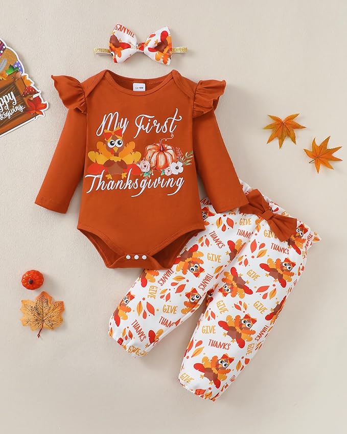 Infant Baby Girl Clothes Newborn Girl Outfit Long Sleeve Romper Pants Set Cute Baby Clothes for Girls Fall/Winter