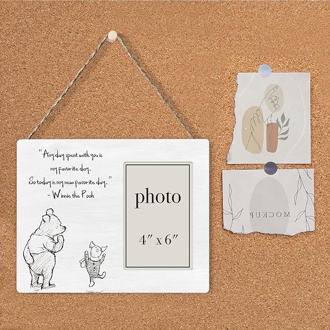 Pooh Bear Picture Frame, Romantic Pooh Gifts for Her Him, Anniversary, Birthday Gifts for Couple Best Friend, My Favorite Day Photo Frame for 4 x 6 Inch Photo