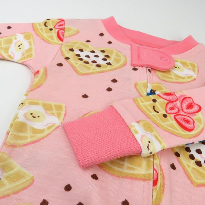 HonestBaby Non-Slip Footed Pajamas One-Piece Sleeper Zip-Front Pjs 100% Organic Cotton for Baby Girls