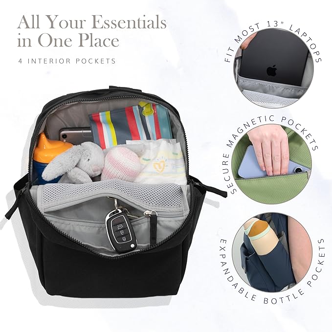 RED ROVR Mini Roo Lightweight Backpack | 6 pockets for everyday essentials (Charcoal)