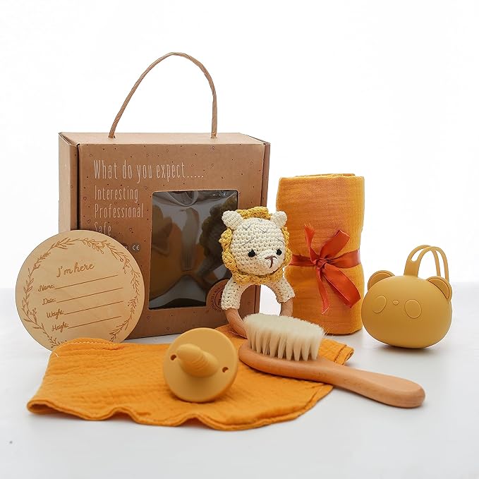 EERKEOD Baby Gift Set for Newborn New Baby Gift Set - Newborn Baby Essentials Baby Bath Set with Baby Blanket Baby Rattle - New Born Baby Girls Gift & Baby Boy Gifts for Baby Shower