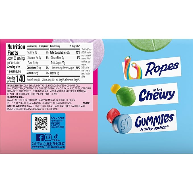 SweeTARTS Giant Chewy Candy, Sweet and Tart, 1.35 oz, 36 count