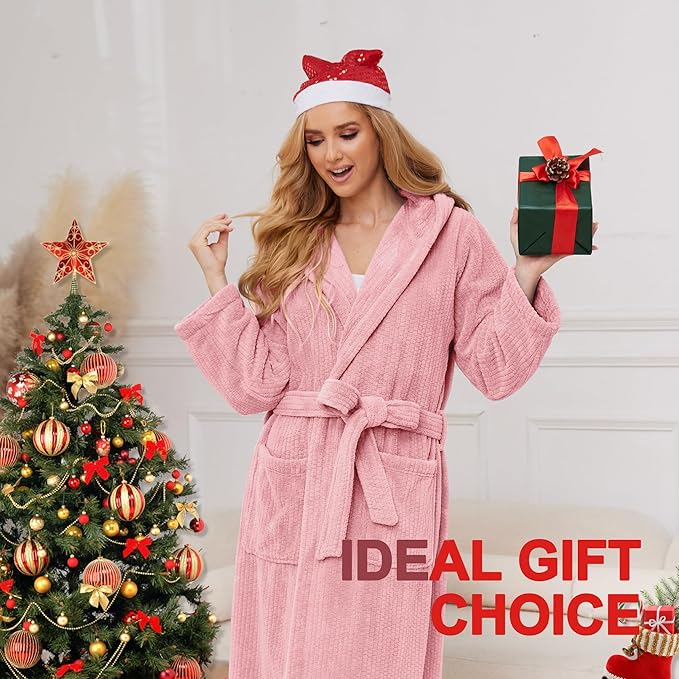 Hooded Bathrobes for Women, Soft Long Towel Robes for Women - Quick Dry yet Warm