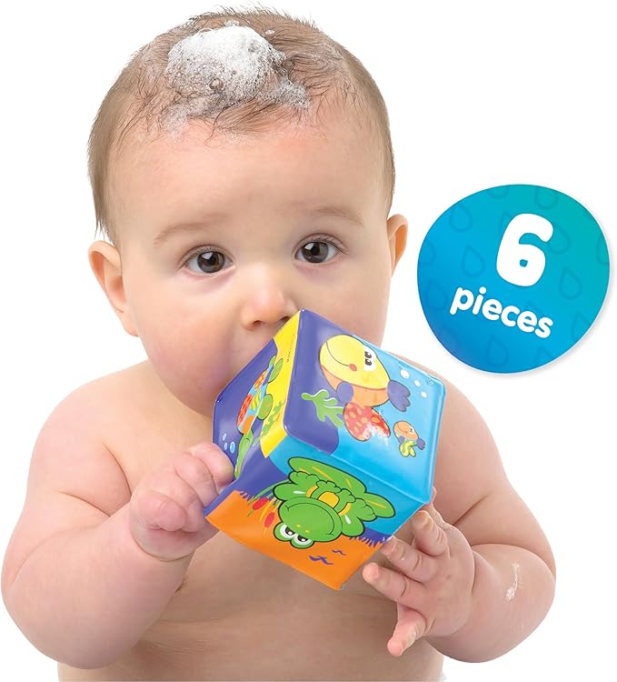 Playgro Soft Stacking Blocks - Sensory Stacking Fun for Babies - Set of 6 Soft Sensory Blocks for 6+ Months - Promotes Cognitive Development & Bath Time Joy - Ideal Building Blocks for Toddlers
