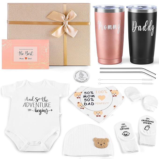 New Mom Gifts for Women, Best Pregnancy Gifts Basket for New Parents, Gender Reveal Ideas Gift Set for First Time Mom & Dad Expecting Parents to Be Gender Reveal Baby Shower Newborn Baby Boy or Girl
