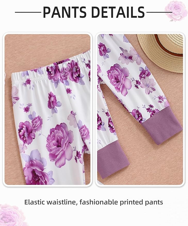 oklady Toddler Baby Girl Clothes Solid Color Ruffle Tops Floral Pants with Headband Fall Winter Cute Girl Outfits