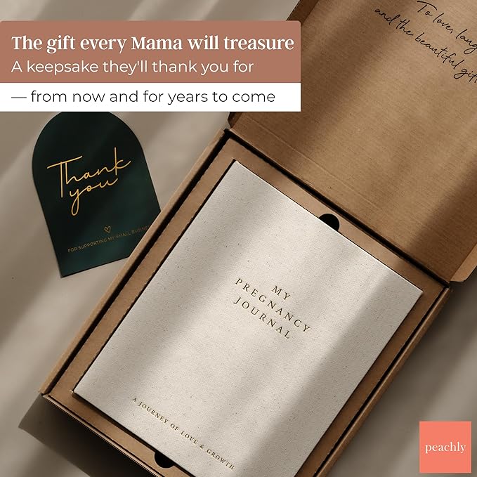 Peachly Pregnancy Journal - Linen Pregnancy Book to Capture Every Milestone - Pregnancy Must Haves - Baby Book Keepsake Pregnancy Journals For First Time Moms and Experienced Moms