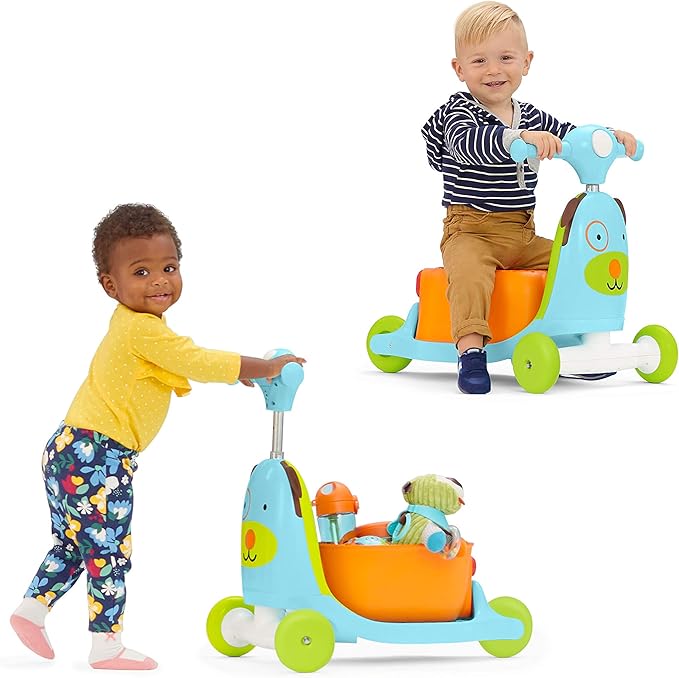 Skip Hop 3-in-1 Baby Activity Push Walker & Ride On Scooter Toy, Dog