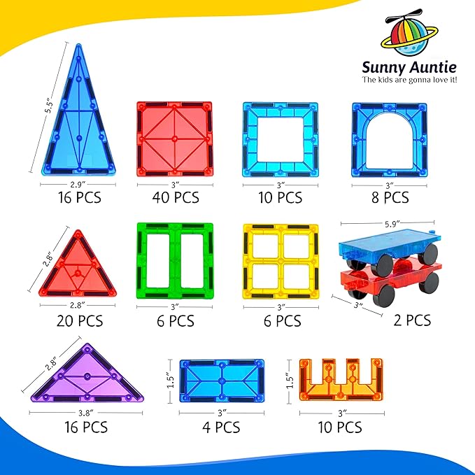 Magnetic Tiles 138 PCS+ Bonus Zippered CASE, Magnetic Tiles for Kids Toy for 3 4 5 6 7 8 Year Old Boys & Girls, Great Gift for Kids Aged 3-8, XL Set