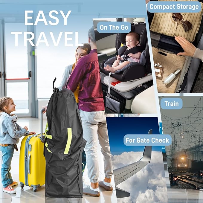 Umbrella Stroller Bag for Airplane, Gate Check Bag for Single Umbrella Strollers with Adjustable Carry Straps, Large Stroller Bag for Airplane Travel, Black