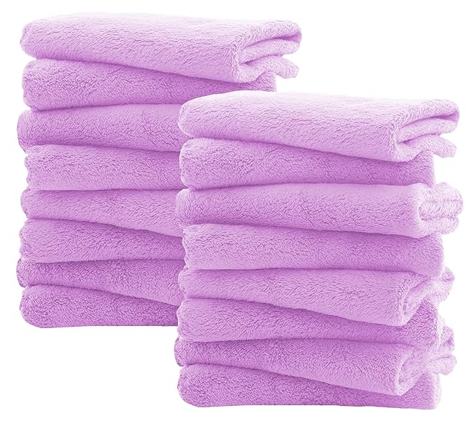 16 Pack Burp Cloths for Baby - 20" by 10" Ultra Absorbent Burping Cloth, Newborn Towel - Milk Spit Up Rags - Burpy Cloths for Unisex, Boy, Girl - Burp Cloths Set (Purple)