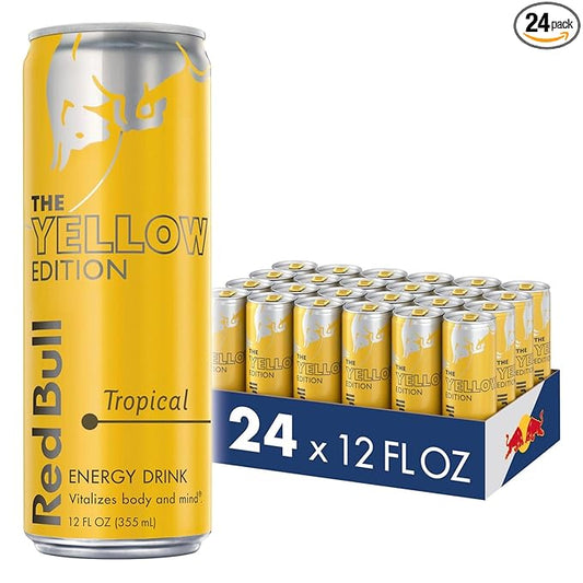 Red Bull Yellow Edition Energy Drink, Tropical, with 114mg Caffeine plus Taurine & B Vitamins, 12 Fl Oz, Pack of 24 Cans