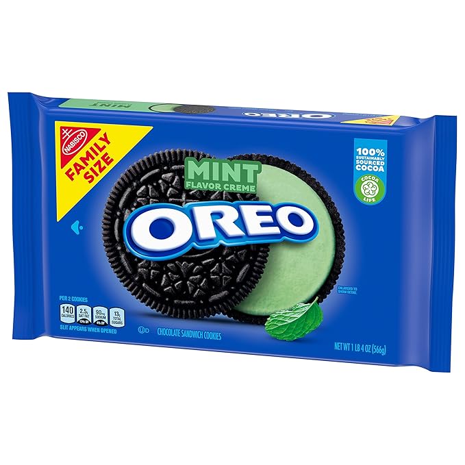 OREO Mint Creme Chocolate Sandwich Cookies, Family Size, 12 - 20 oz Packs