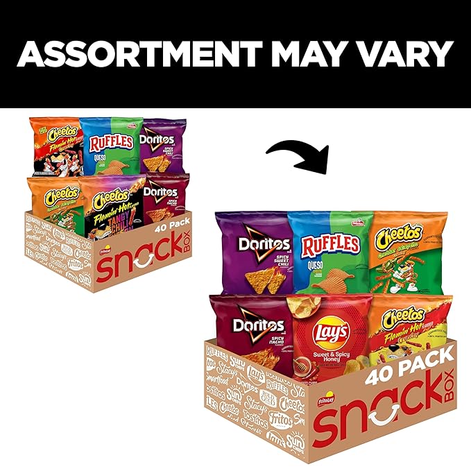 Frito Lay Cheesy Spicy Sweet Variety Pack, 1oz Single Serve Bags, (Pack of 40) (Assortment May Vary)