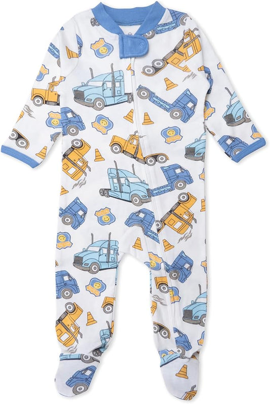 HonestBaby Sleep & Play Footed One-piece Pajama Sleeper 100% Organic Cotton, Baby Boys
