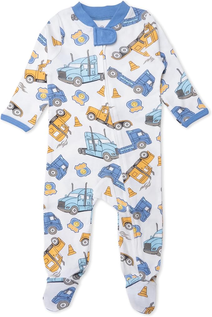 HonestBaby Sleep & Play Footed One-piece Pajama Sleeper 100% Organic Cotton, Baby Boys