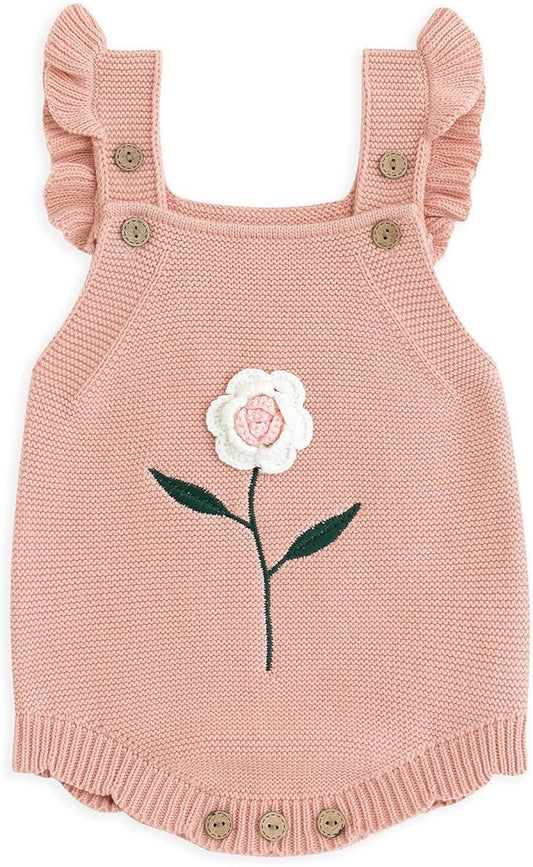 Simplee kids Baby Girls Sunflower Knit Rompers Knit Clothes for Newborn Baby Girls