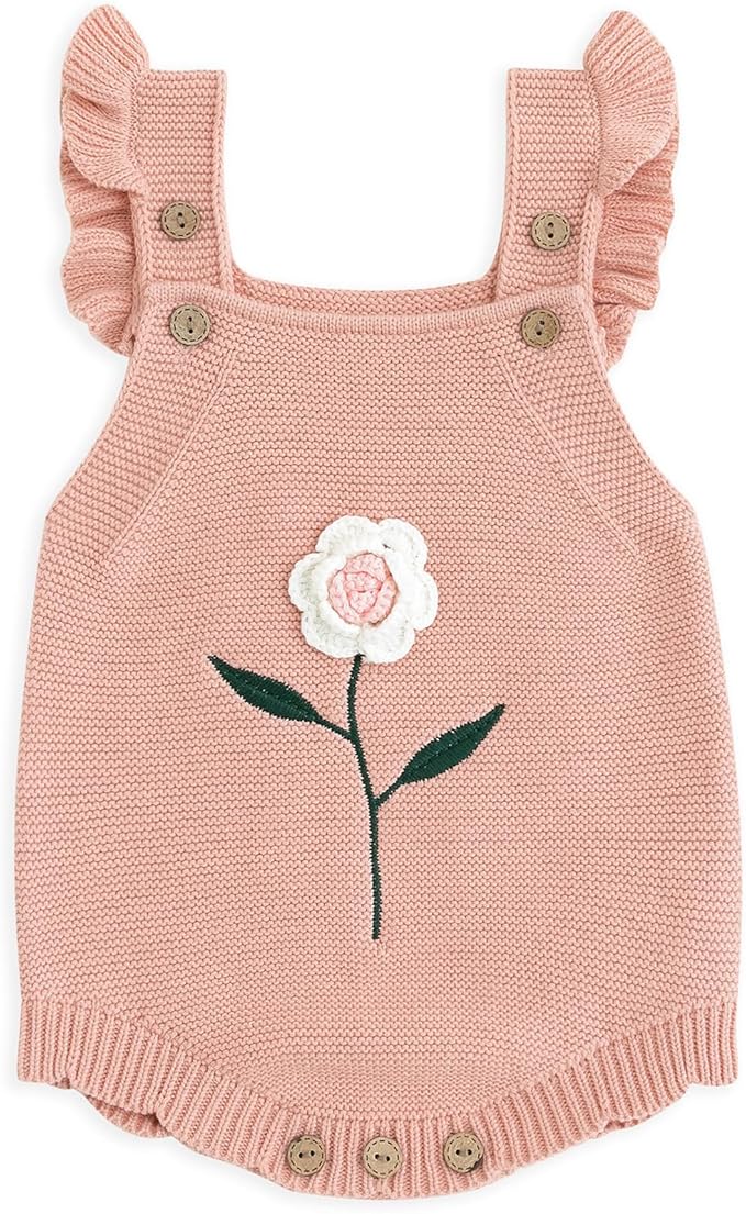 Simplee kids Baby Girls Sunflower Knit Rompers Knit Clothes for Newborn Baby Girls