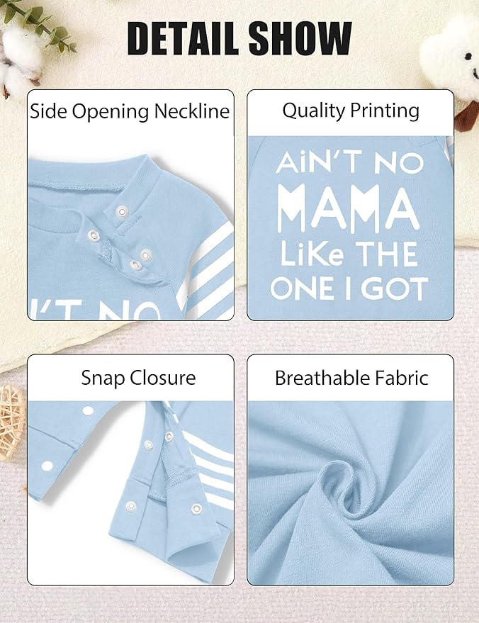 Baby Boy Clothes Infant Mamas Print Romper Stripe Sleeve Outfits Fall Winter Baby Clothing Jumpsuit