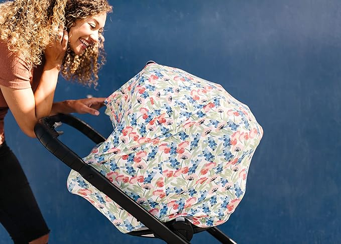 Baby Car Seat Cover Canopy and Nursing Cover Multi-Use Stretchy 5 in 1 Gift Wren by Copper Pearl