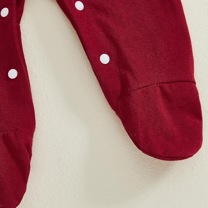 woshilaocai Baby Fall Outfit Boy Girl Plaid Embroidered Collar Romper Footie Infant Halloween Clothes