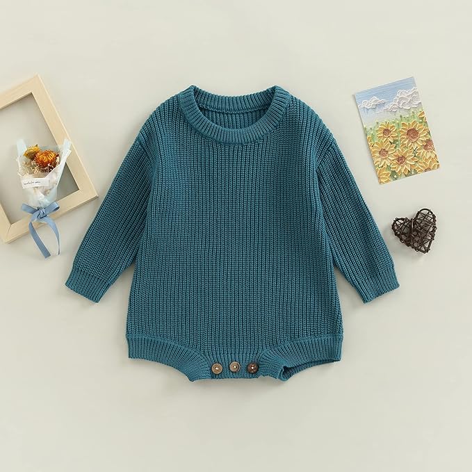 FYBITBO Baby Girl Boy Sweater Knit Oversized Pullover Sweatshirt Romper Onesie Warm Fall Winter Clothes Outfit Newborn
