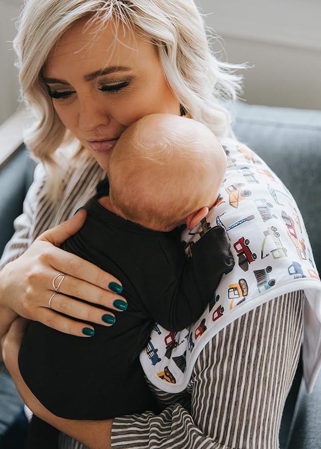 Copper Pearl Premium Baby Burp Cloths - 3-Pack Large Cotton Burp Cloths, Extra Soft Spit Up Rags with 3 Absorbent Layers, Perfect for Baby Boy Gifts (21" x 10" Size, Diesel Set)