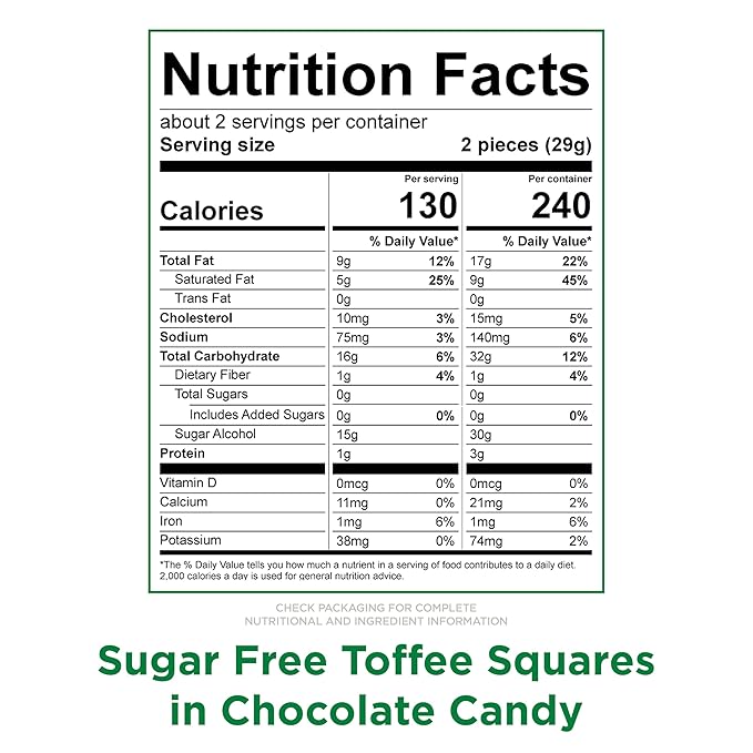 RUSSELL STOVER Sugar Free Toffee Squares in Chocolate Candy, 2 oz. bag (Pack of 10)