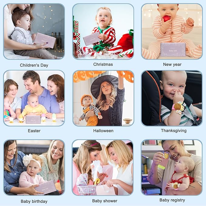 Wrist Rattles Foot Finder Rattle Toy for 0-6 Months Baby, Feet Leg Ankle Socks Arm Hand Bracelet Shaker for 6-12 Months Infant boy & Girl, Gift Set for 0-3 Years Newborn Babies (5 pcs-F)