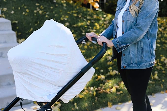 Baby Car Seat Cover Canopy and Nursing Cover Multi-Use Stretchy 5 in 1 Gift Lola by Copper Pearl
