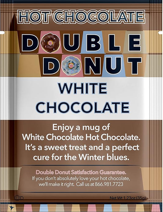 Double Donut White Hot Chocolate Mix Packets, Flavored White Hot Cocoa Mix Packets, 128 Count