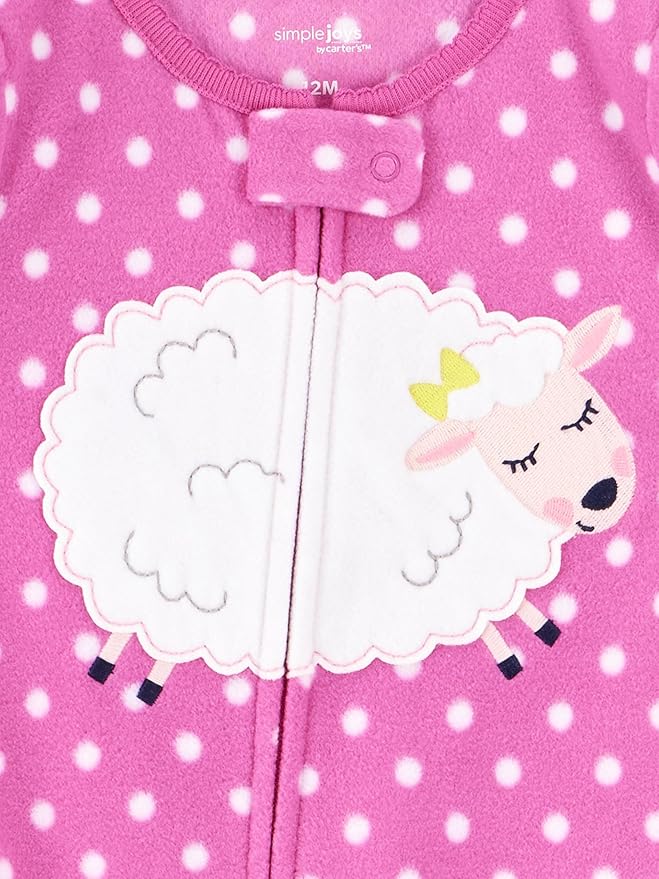 Simple Joys by Carter's girls Loose-Fit Flame Resistant Fleece Footed Pajamas
